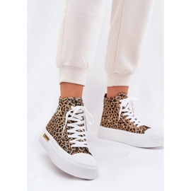 Zapatillas de leopardo femeninas altas en la plataforma Brown marrón 2