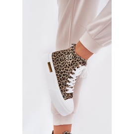 Zapatillas de leopardo femeninas altas en la plataforma Brown marrón 3