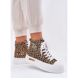Zapatillas de leopardo femeninas altas en la plataforma Brown marrón 6