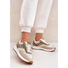 Zapatos deportivos femeninos con estampado de leopardo en la plataforma verde 2