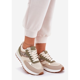 Zapatos deportivos femeninos con estampado de leopardo en la plataforma verde 1