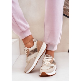 Zapatos deportivos femeninos en la plataforma Patrón de animales beige 5