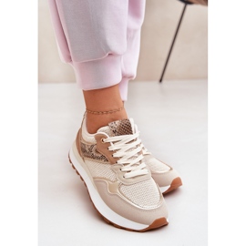 Zapatos deportivos femeninos en la plataforma Patrón de animales beige 6
