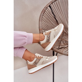 Zapatos deportivos femeninos en la plataforma Patrón de animales beige 7