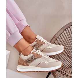 Zapatos deportivos femeninos en la plataforma Patrón de animales beige 8