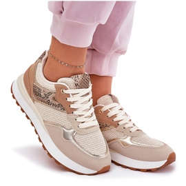 Zapatos deportivos femeninos en la plataforma Patrón de animales beige 10