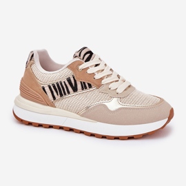 Zapatos deportivos femeninos en la plataforma cebra beige 5
