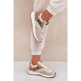 Zapatos deportivos femeninos en la plataforma cebra beige 4