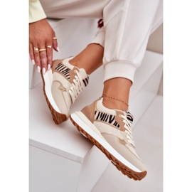 Zapatos deportivos femeninos en la plataforma cebra beige 10