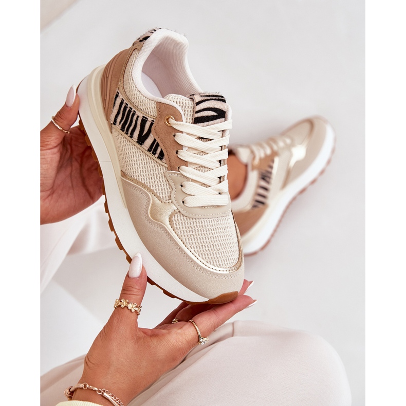 Zapatos deportivos femeninos en la plataforma cebra beige 2 Zapatos deportivos femeninos en la plataforma cebra beige 2