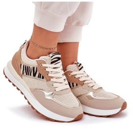 Zapatos deportivos femeninos en la plataforma cebra beige 11