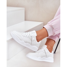 Zapatillas deportivas de zapatillas para mujeres con cuero ecológico blanco 7