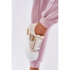 Zapatillas de deporte para mujeres en la plataforma con detalle decorativo BEIGE 3