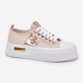Zapatillas de deporte para mujeres en la plataforma con detalle decorativo BEIGE 4
