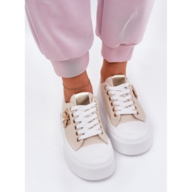 Zapatillas de deporte para mujeres en la plataforma con detalle decorativo BEIGE 5