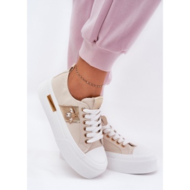 Zapatillas de deporte para mujeres en la plataforma con detalle decorativo BEIGE 6