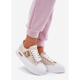 Zapatillas de deporte para mujeres en la plataforma con detalle decorativo BEIGE 1