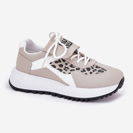Zapatillas deportivas de zapatillas para mujeres en la plataforma leopardo y blanco y beige 4