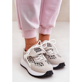 Zapatillas deportivas de zapatillas para mujeres en la plataforma leopardo y blanco y beige 5