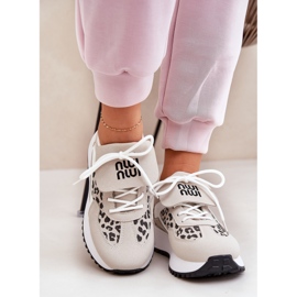 Zapatillas deportivas de zapatillas para mujeres en la plataforma leopardo y blanco y beige 6