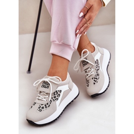 Zapatillas deportivas de zapatillas para mujeres en la plataforma leopardo y blanco y beige 7