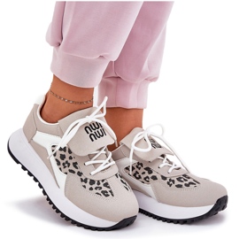 Zapatillas deportivas de zapatillas para mujeres en la plataforma leopardo y blanco y beige 8