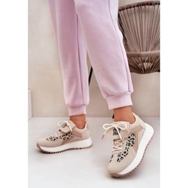Zapatillas deportivas de zapatillas femeninas en la plataforma leopard beige 4