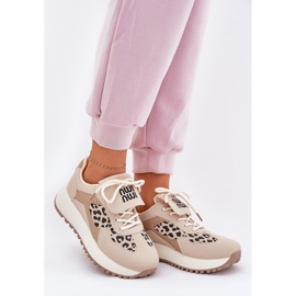 Zapatillas deportivas de zapatillas femeninas en la plataforma leopard beige 3