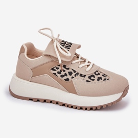 Zapatillas deportivas de zapatillas femeninas en la plataforma leopard beige 5