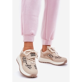 Zapatillas deportivas de zapatillas femeninas en la plataforma leopard beige 1