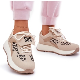 Zapatillas deportivas de zapatillas femeninas en la plataforma leopard beige 11