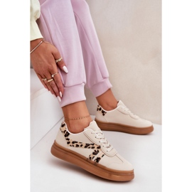 Zapatillas de deporte para mujeres en la plataforma leopardo beige 6