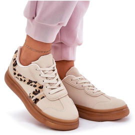 Zapatillas de deporte para mujeres en la plataforma leopardo beige 9