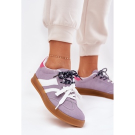 Zapatillas de deporte para mujeres bajas con cordón púrpura doble violeta 3