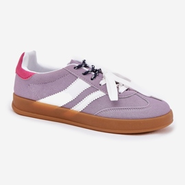 Zapatillas de deporte para mujeres bajas con cordón púrpura doble violeta 4