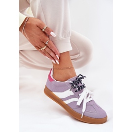 Zapatillas de deporte para mujeres bajas con cordón púrpura doble violeta 7