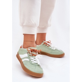 Zapatillas de deporte de mujer baja con doble cordón verde 2