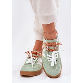 Zapatillas de deporte de mujer baja con doble cordón verde 3