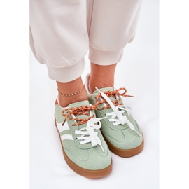 Zapatillas de deporte de mujer baja con doble cordón verde 5