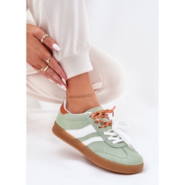 Zapatillas de deporte de mujer baja con doble cordón verde 8