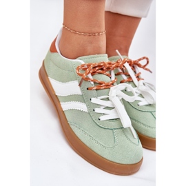 Zapatillas de deporte de mujer baja con doble cordón verde 9