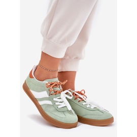 Zapatillas de deporte de mujer baja con doble cordón verde 1