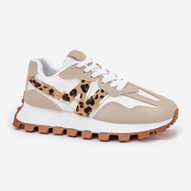 Zapatillas deportivas sports beige leopard estampado 4