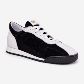 Laura Messi 2935 zapatos deportivos de cuero para mujeres negro 4