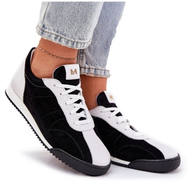 Laura Messi 2935 zapatos deportivos de cuero para mujeres negro 10