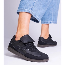 Zapatillas negras con cordones bajos negro 4