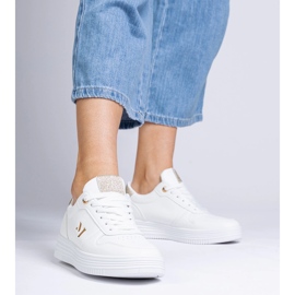 Zapatillas blancas para mujeres con brillo dorado blanco 1 Zapatillas blancas para mujeres con brillo dorado blanco 1