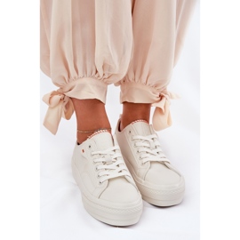 Zapatillas de deporte femenino en la plataforma con eco cuero big star rr274a297 beige ligero 5