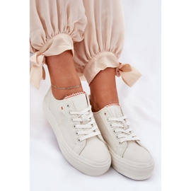 Zapatillas de deporte femenino en la plataforma con eco cuero big star rr274a297 beige ligero 9