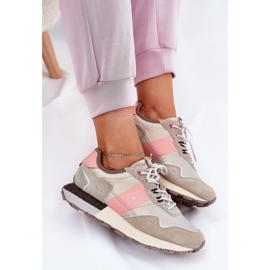 Zapatillas de gamuza femenina Big Star RR274243 Sistema de rosa gris de polro rosado 2